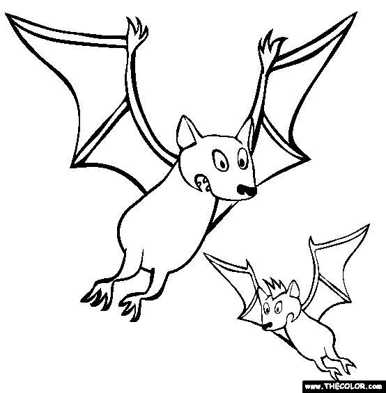 Bats Coloring Page | Halloween Bat Online Coloring