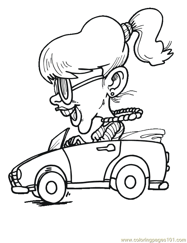Girl Happy Driving Car Coloring Page for Kids - Free Racing Cars Printable Coloring  Pages Online for Kids - ColoringPages101.com | Coloring Pages for Kids