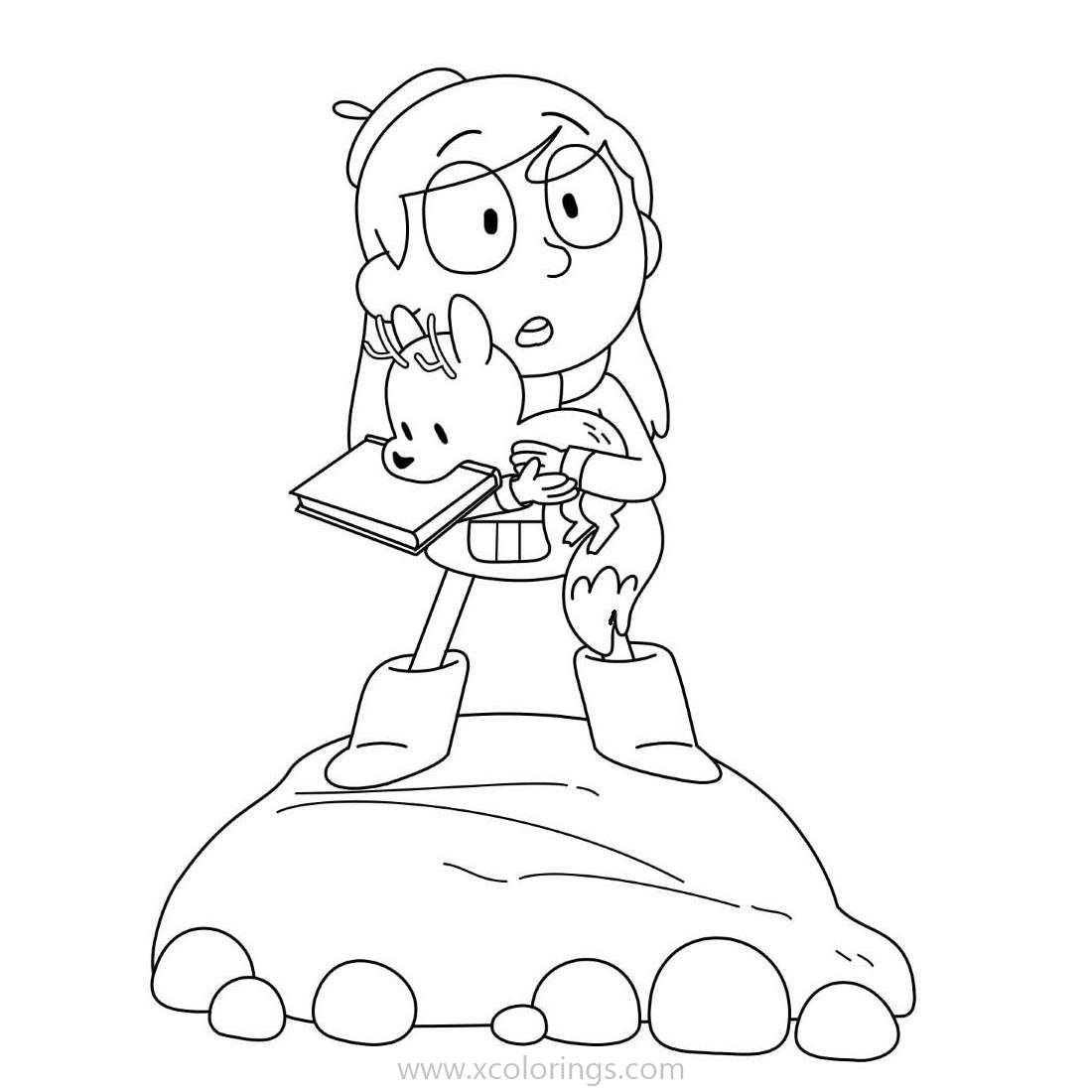 Hilda and Twig on Rock colouring image