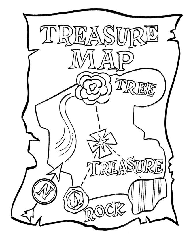 Printable Treasure Map Coloring Page - Coloring Pages for Kids and ...