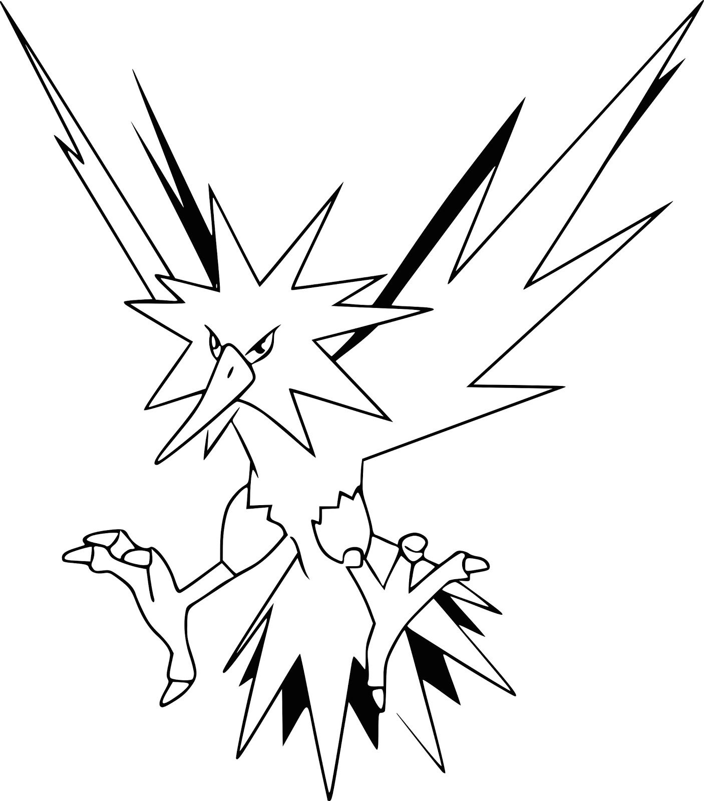 Zapdos Pokemon Coloring Pages Printable | Zapdos pokemon, Pokemon ...