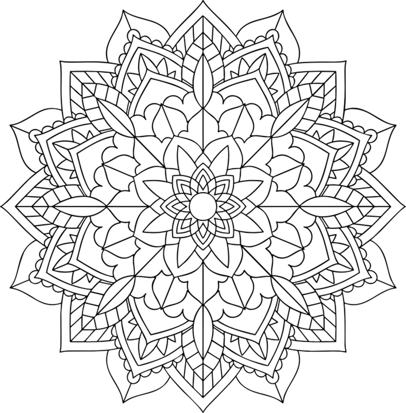 Simple Floral Mandala - Mandalas Adult Coloring Pages