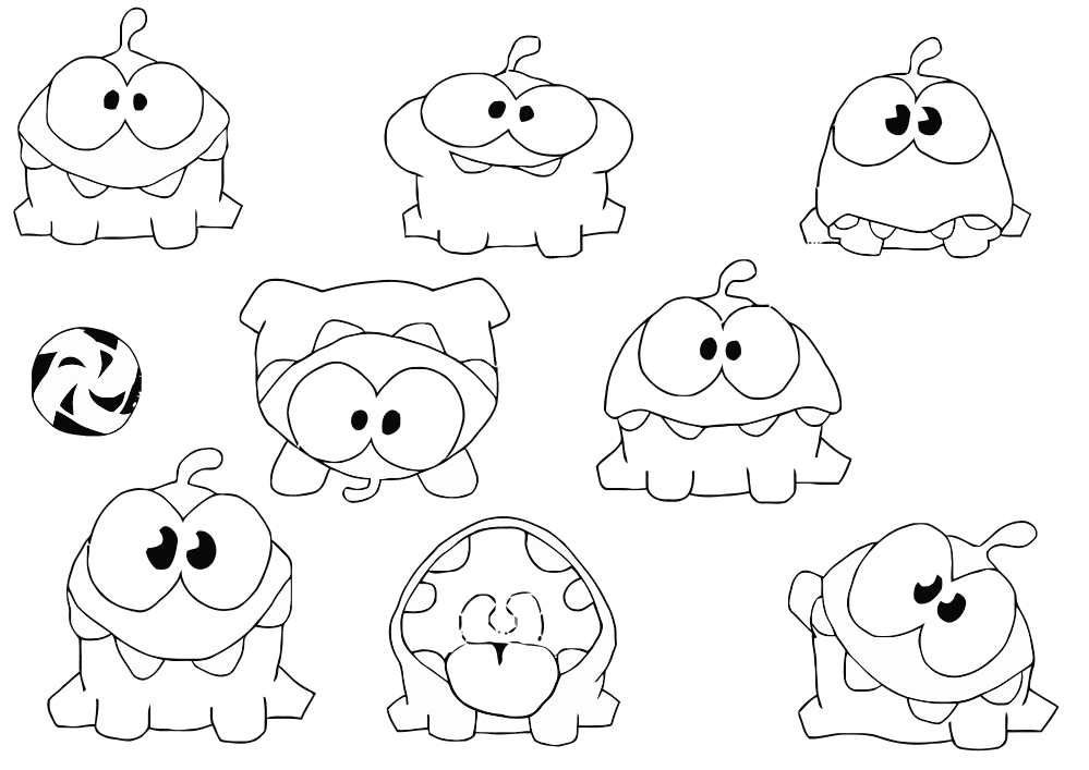 Om Nom Coloring Pages to download and print for free