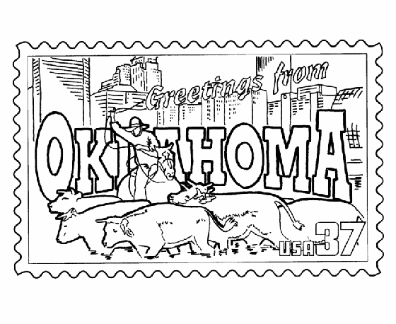 USA-Printables: Oklahoma State Stamp - US States Coloring Pages