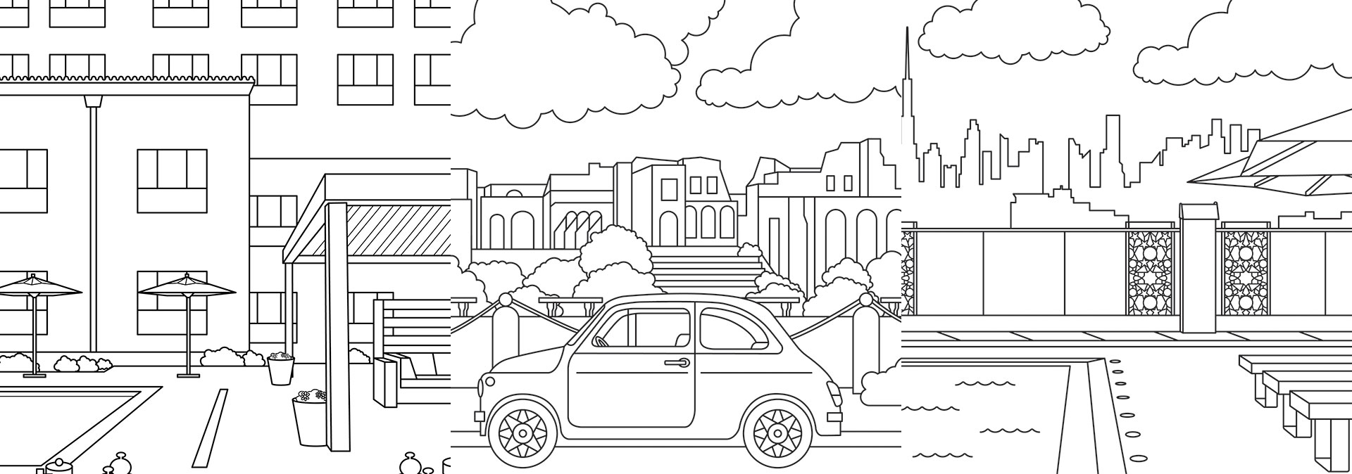 Travel the World at Home: Hilton Coloring Pages
