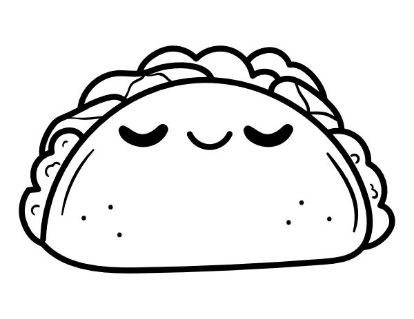 Printable Kawaii Taco Coloring Page | Cute coloring pages, Coloring pages,  Taco pictures