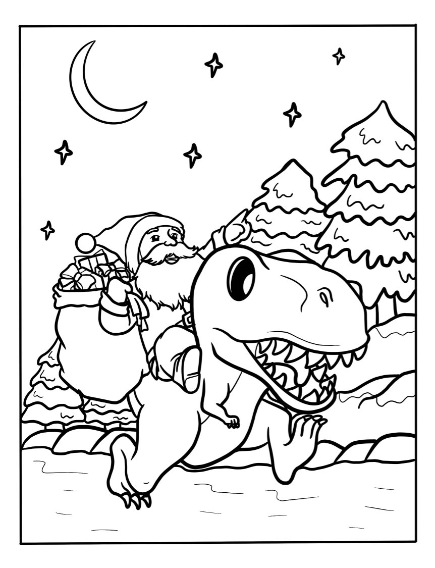 Christmas Dinosaur Coloring Page ...