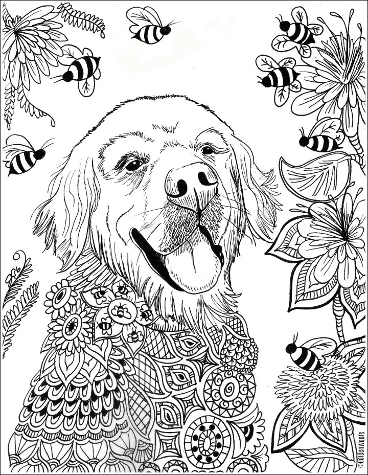 SUGAR's Bee-utiful Summer Coloring Page - Golden Woofs