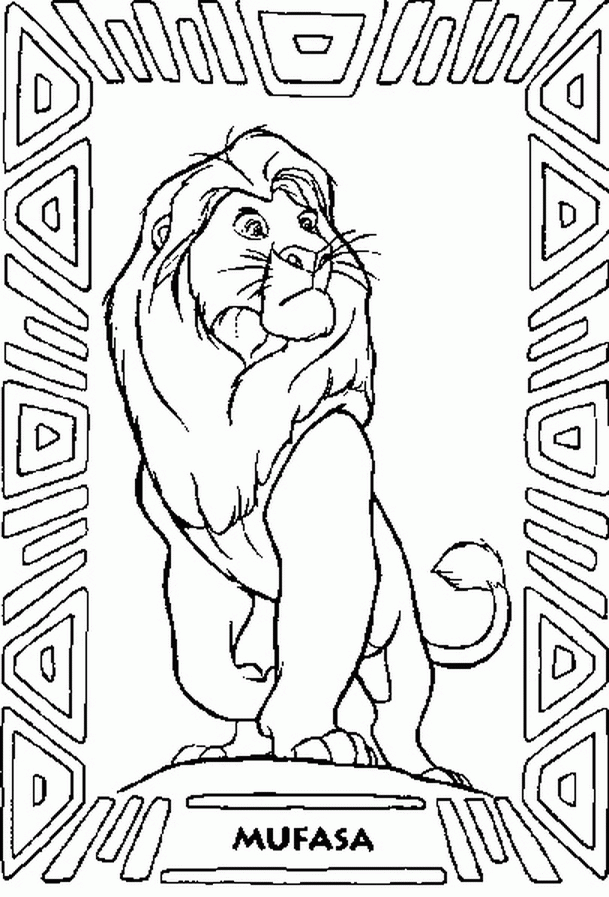 Mufasa Coloring Page for Kids free | Animal pages of ...