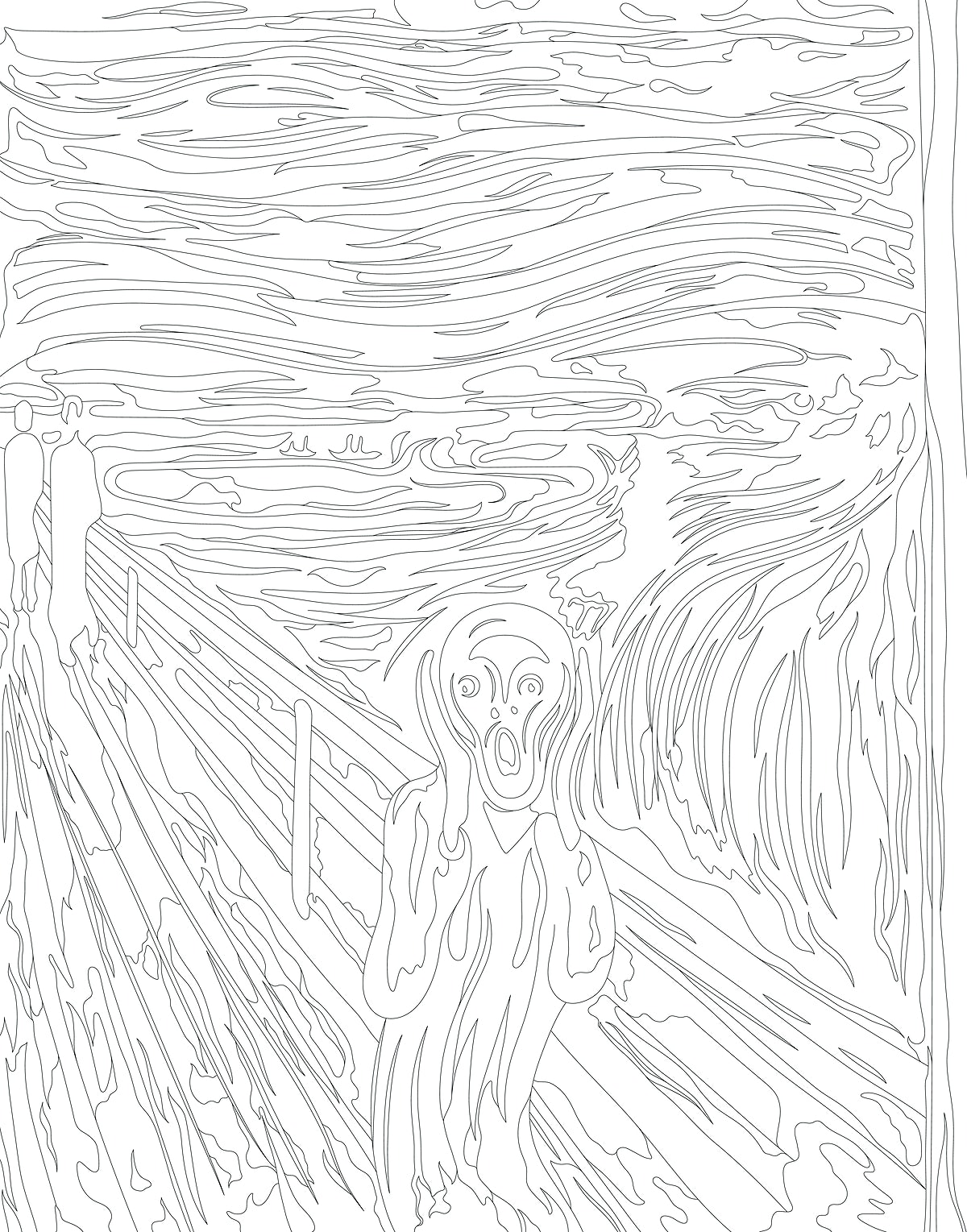 The Scream (1893) by Edvard Munch adult coloring page | Free photo - 2304570