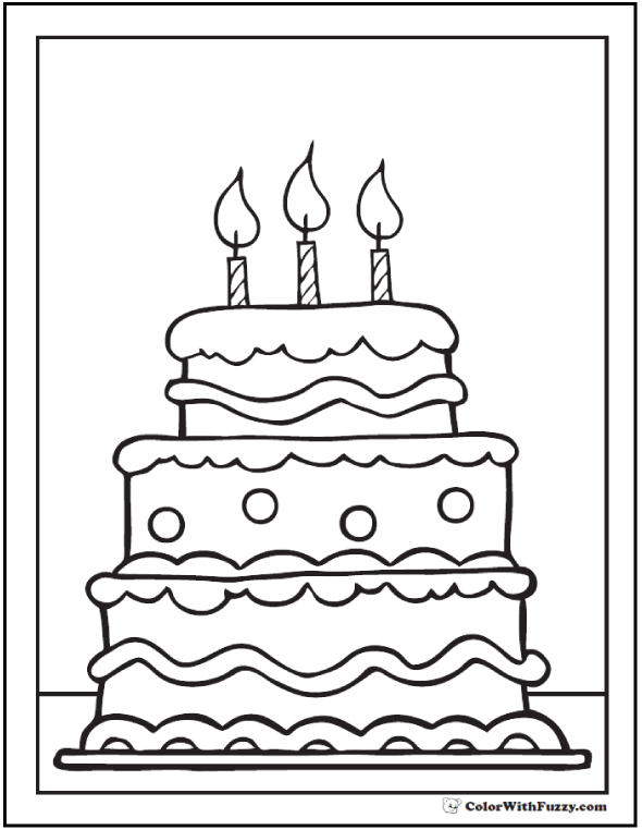 28+ Birthday Cake Coloring Pages ✨ Customizable Ad-free PDF Printables
