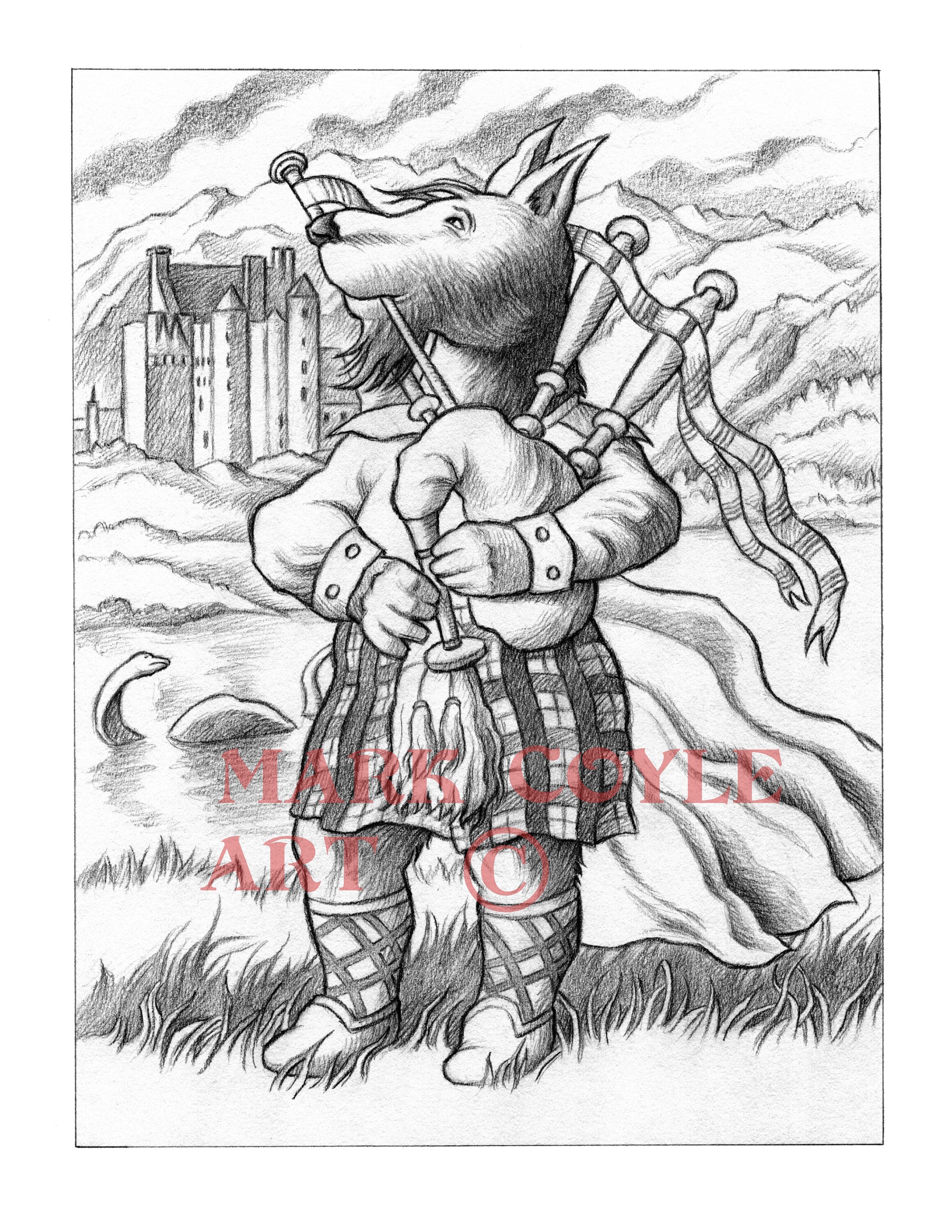 Scotty-scottish Terrier-dog-fantasy-dog-bagpipes-adult - Etsy