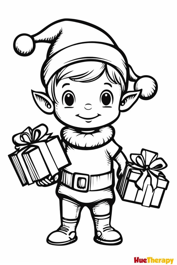 Printable Christmas Elf Coloring Page - Coloring Nation