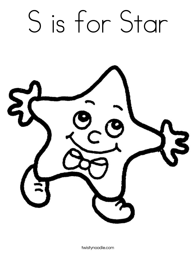 S is for Star Coloring Page - Twisty Noodle