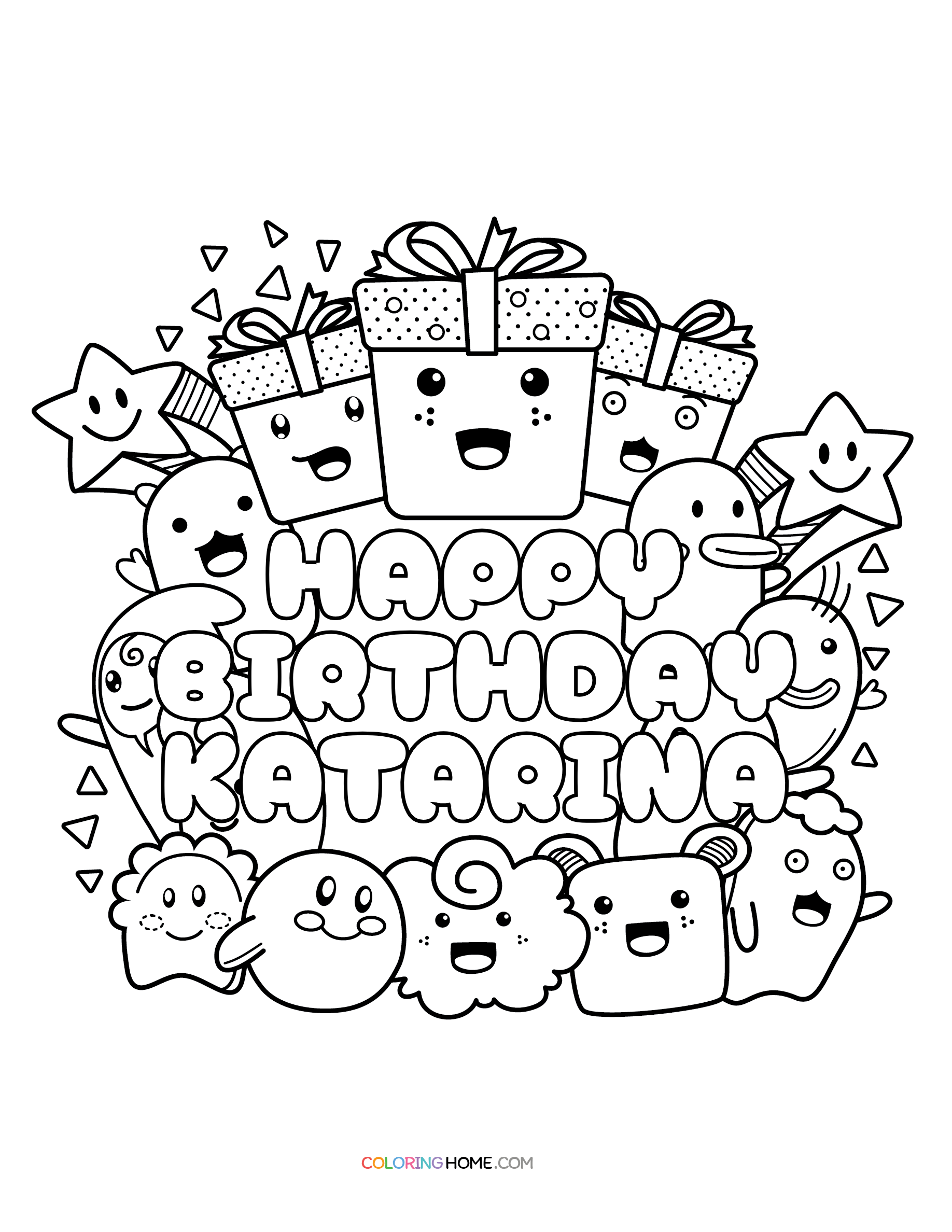Happy Birthday Katarina coloring page