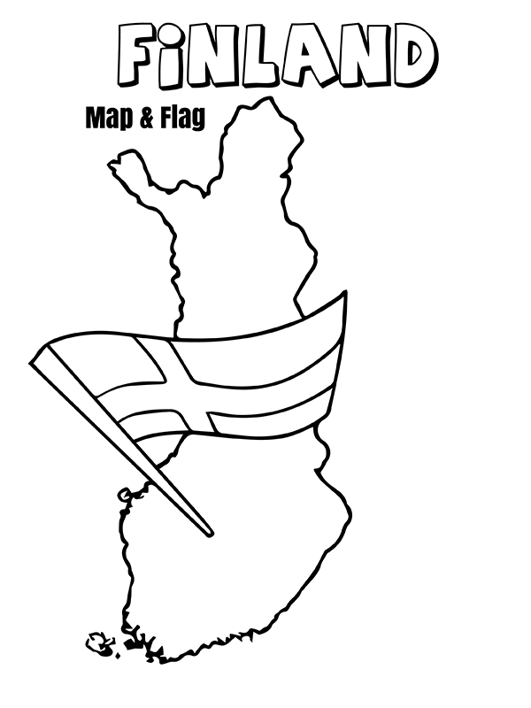 Finland Map and Flag Coloring Page - Free Printable Coloring Pages for Kids