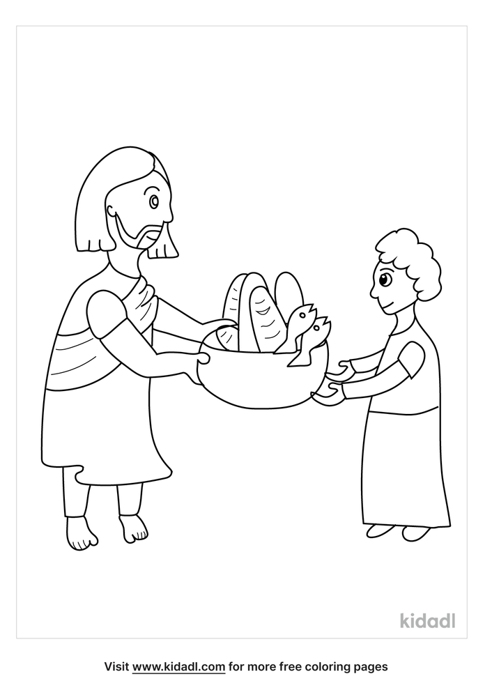 Jesus Feeding The 5000 Coloring Pages | Free Bible Coloring Pages | Kidadl