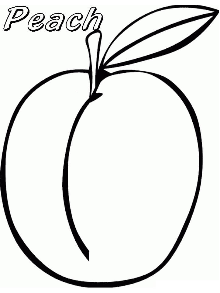 Simple Peach Fruit 1 Coloring Page - Free Printable Coloring Pages for Kids