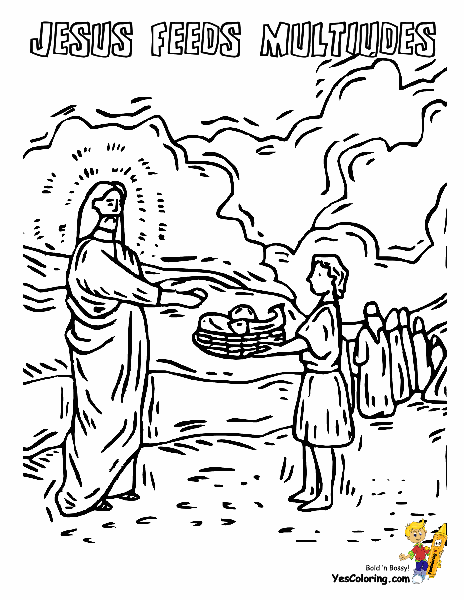 Unique Jesus Feeding the 5000 Coloring Page - xColoring