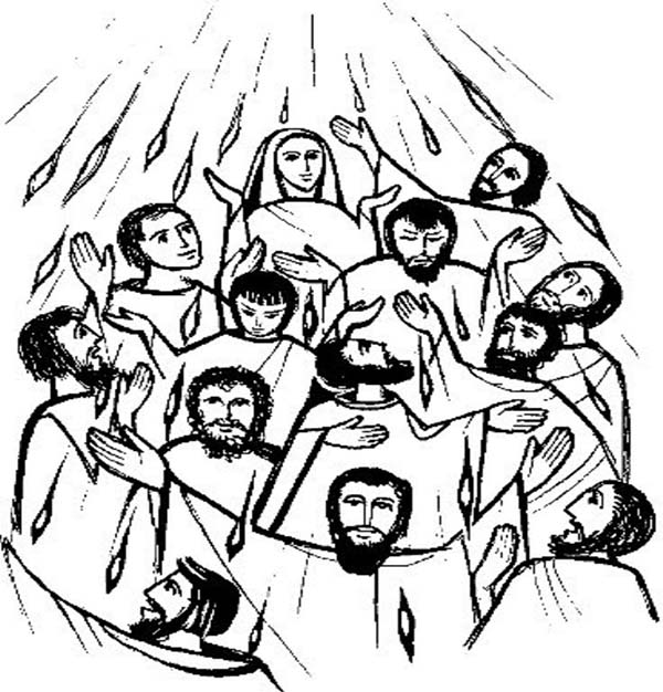 Jesus Christ And Disciples In Pentecost Coloring Page : Coloring Sun