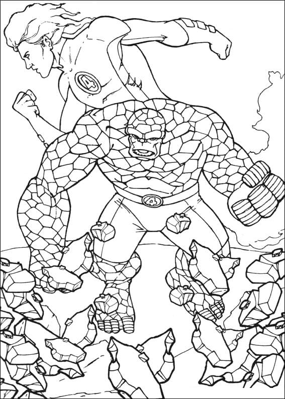 The Thing and Human Torch Coloring Page - Free Printable Coloring Pages for  Kids