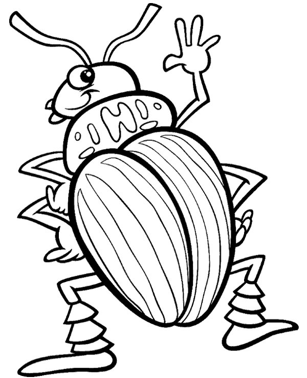 Funny beetle coloring page cartoon