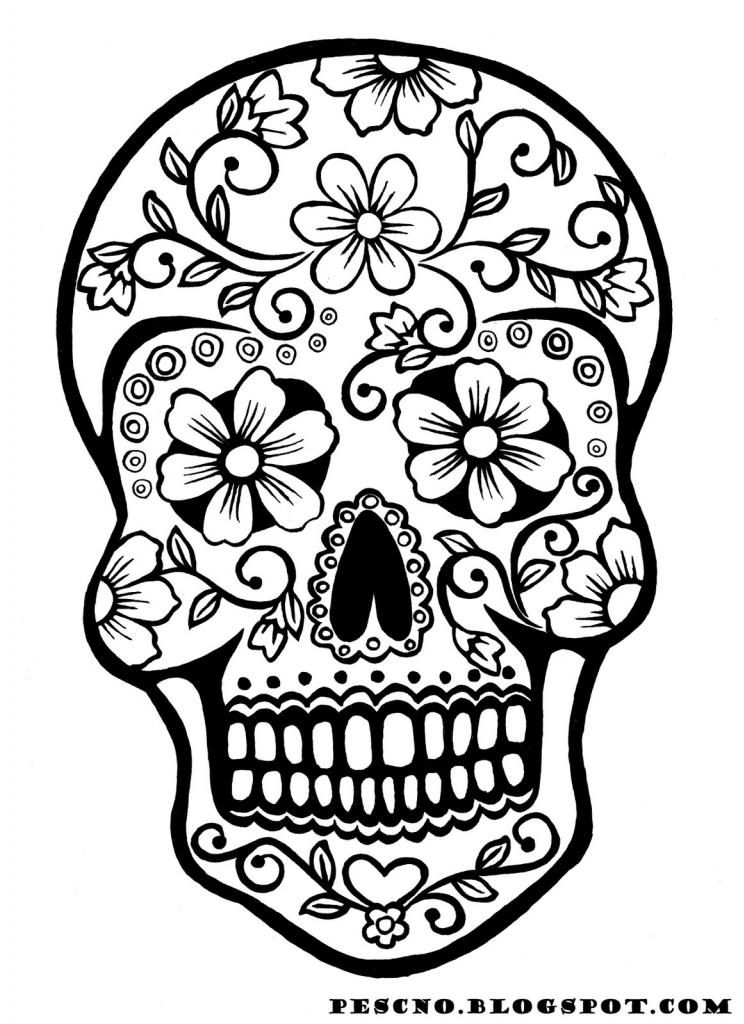 free day of the dead skull coloring page printable at pescno ...