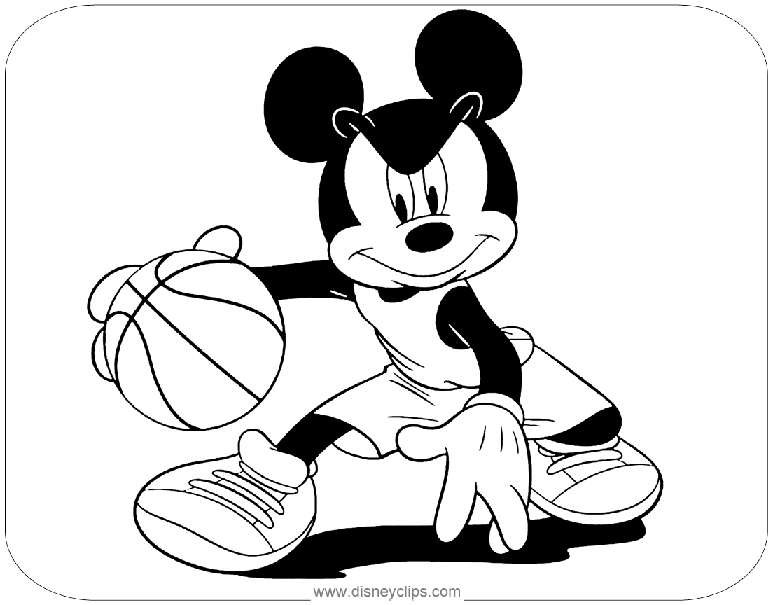 Coloring Page Of Mickey Mouse Playing Basketball | Mickey mouse coloring  pages, Mickey coloring pages, Cartoon coloring pages