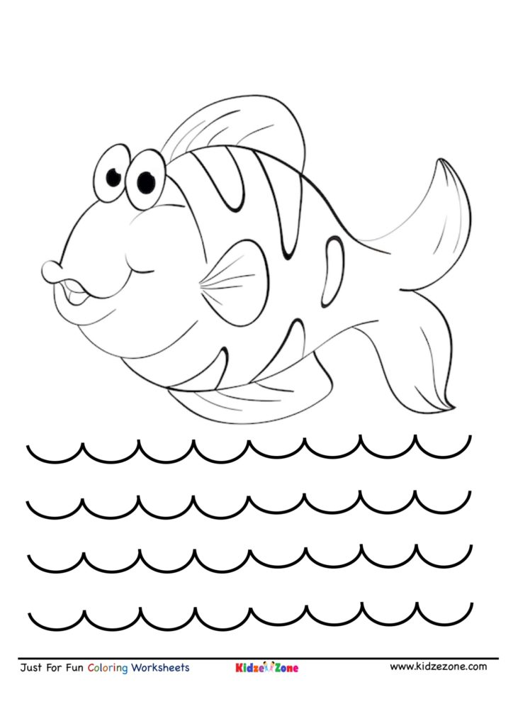 Smiling fish cartoon coloring page - KidzeZone