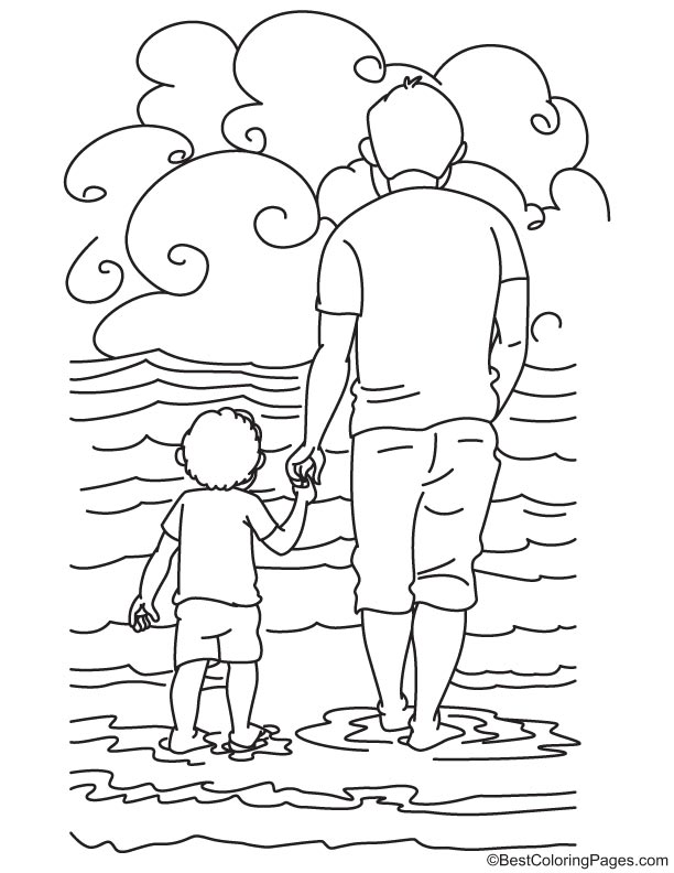 Holding fathers hand coloring page | Download Free Holding fathers hand  coloring page for kids | Best Coloring Pages