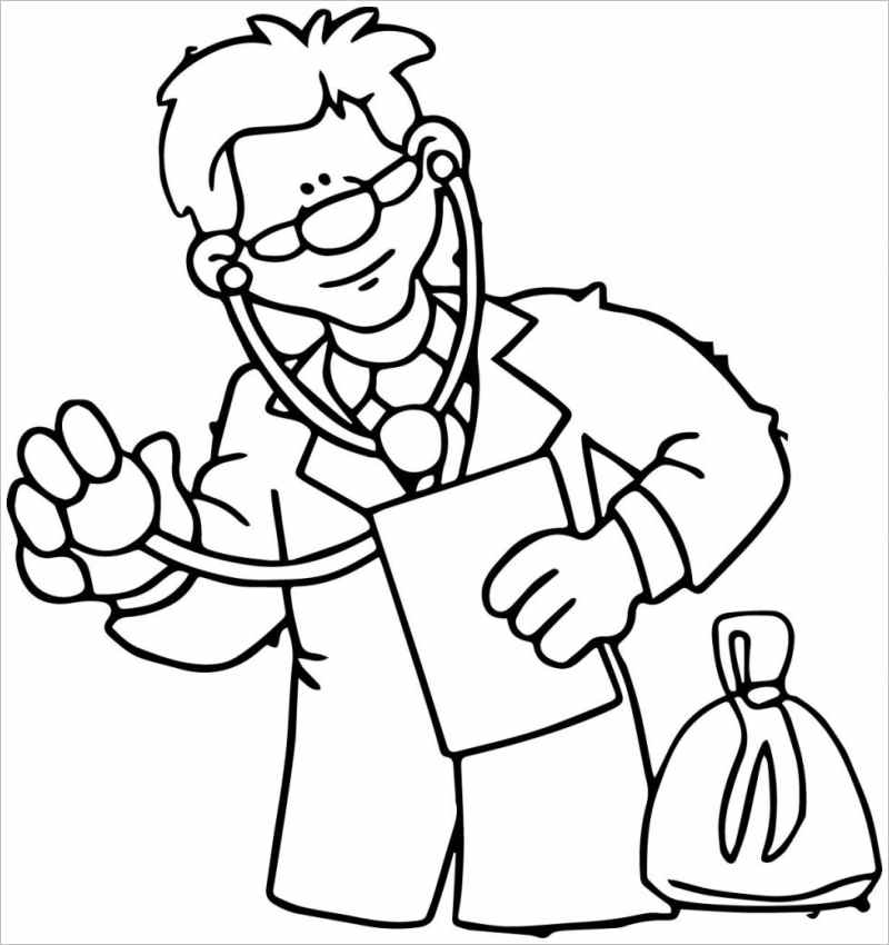 Doctor Wearing Stethoscope Coloring Page - Free Printable Coloring Pages  for Kids