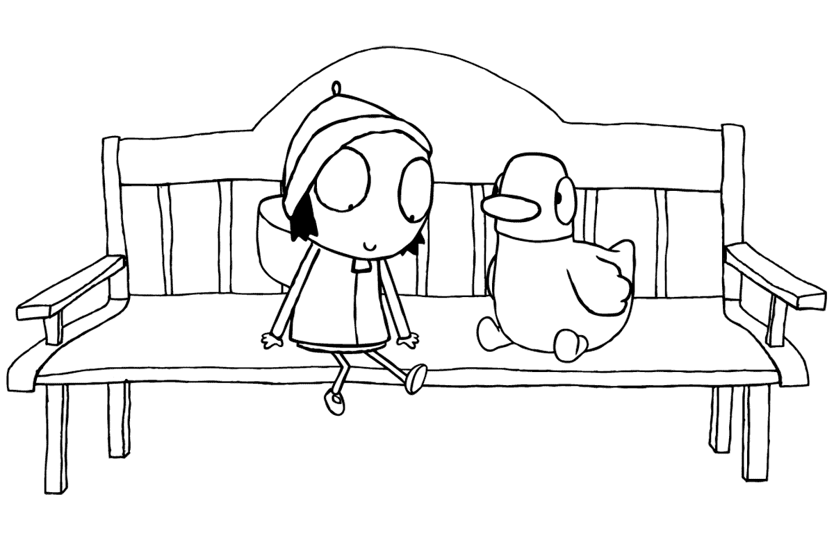 Sarah and Duck Bench Characters Coloring Book to print and online