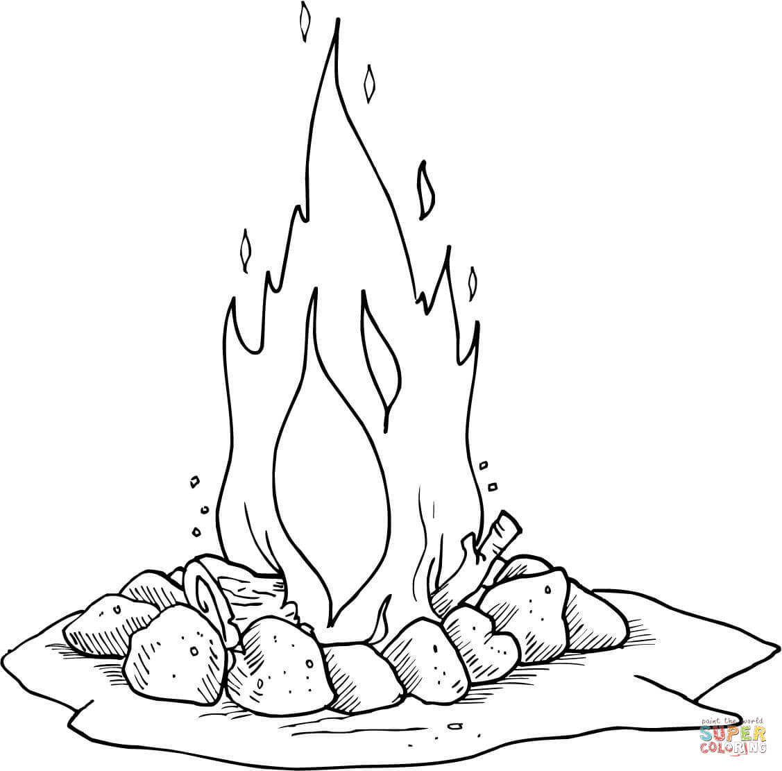 Campfire coloring page | Free Printable Coloring Pages