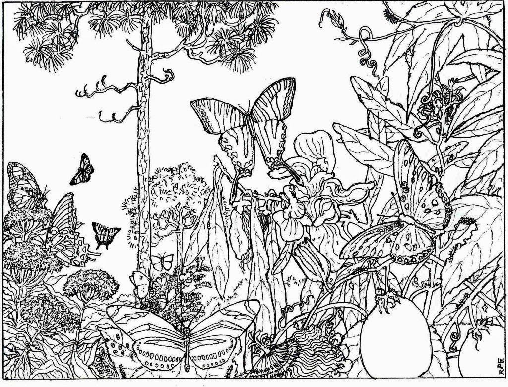 Adult Coloring Page: Nature Alive Forest | HD Coloring Pages For ...