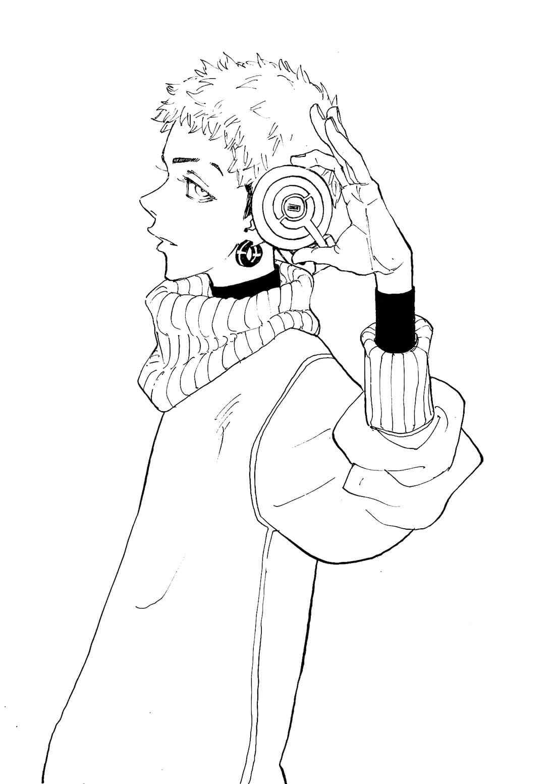 Boy In A Sweater Coloring Pages - Coloring Cool
