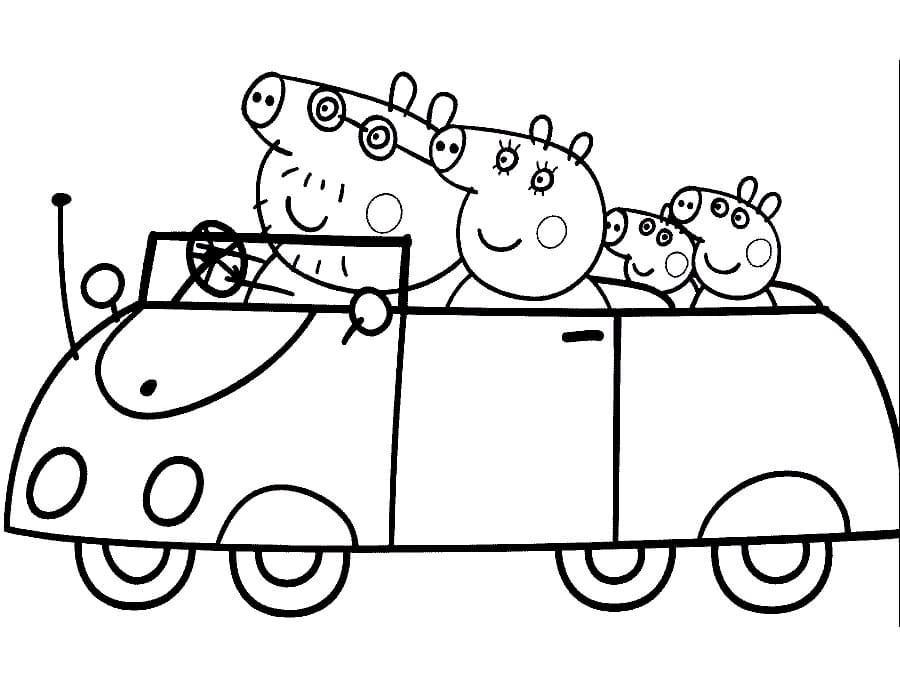 Peppa Pig Family on Vacation Coloring Page - Free Printable Coloring Pages  for Kids