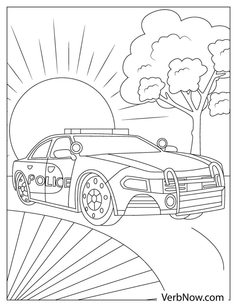 Free POLICE CAR Coloring Pages & Book for Download (Printable PDF) - VerbNow