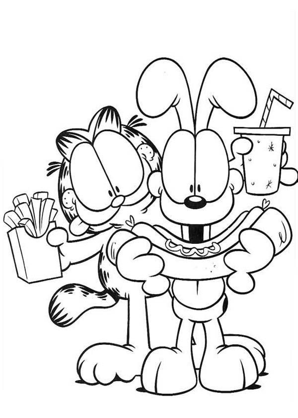 Garfield And Odie - Coloring Pages for Kids and for Adults