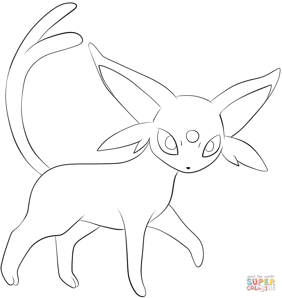 Espeon - Coloring Pages for Kids and for Adults
