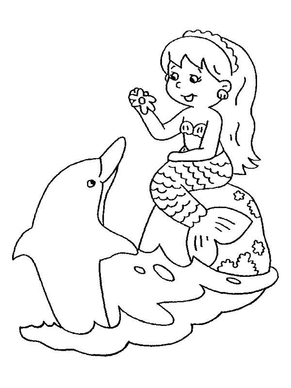 dolphin mermaid coloring pages for kids Coloring4free - Coloring4Free.com