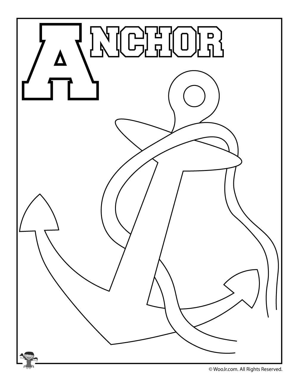 A is for Anchor Coloring Page | Woo! Jr. Kids Activities