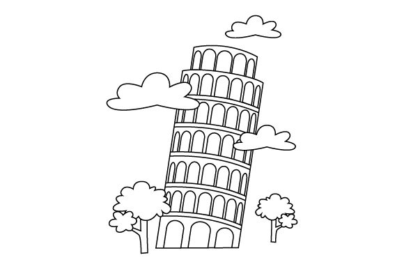 Pisa Tower Coloring Page SVG Cut file by Creative Fabrica Crafts · Creative  Fabrica