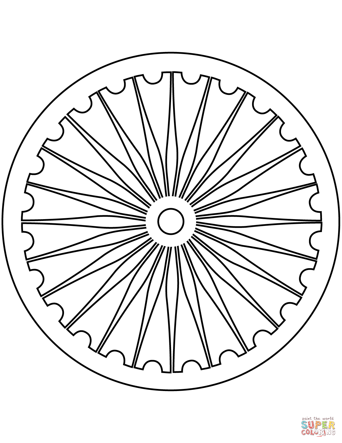 Ashoka Chakra coloring page | Free Printable Coloring Pages