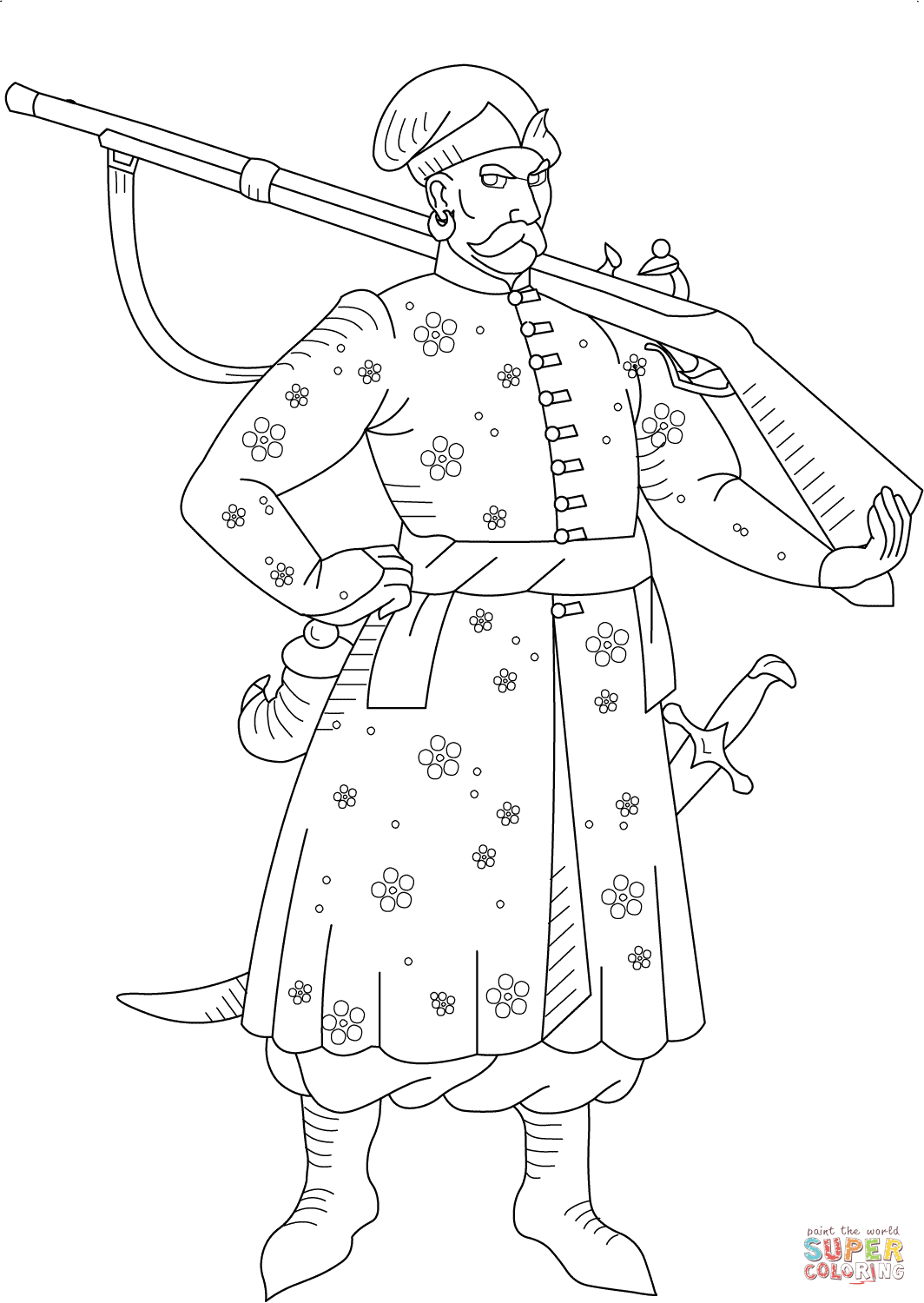 Ukrainian Cossack coloring page | Free Printable Coloring Pages
