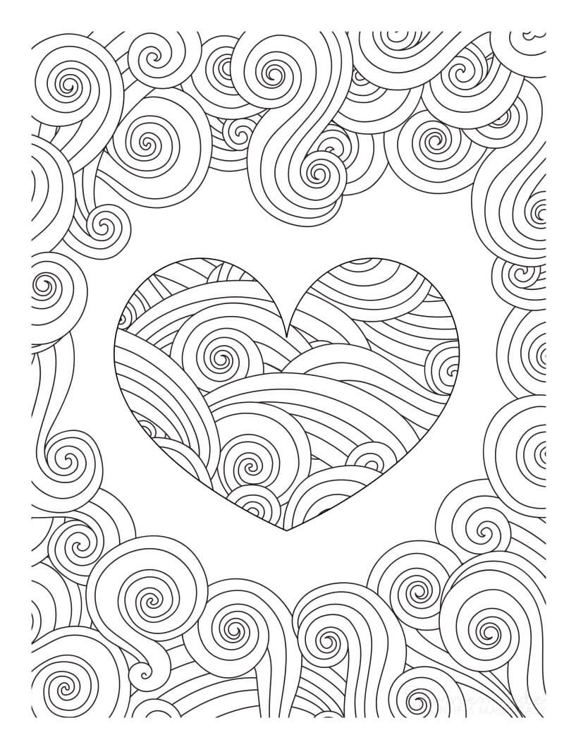 48 Printable Heart Coloring Pages for Adults - Happier Human