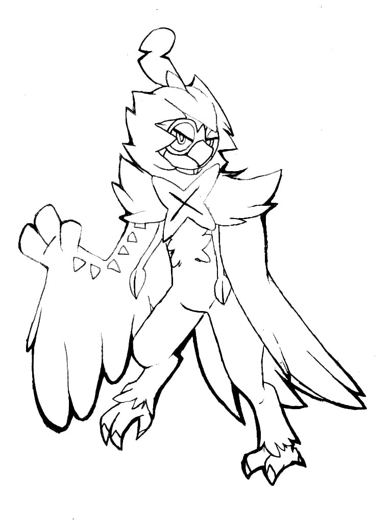 Decidueye Sketch Coloring Page - Free Printable Coloring Pages for Kids