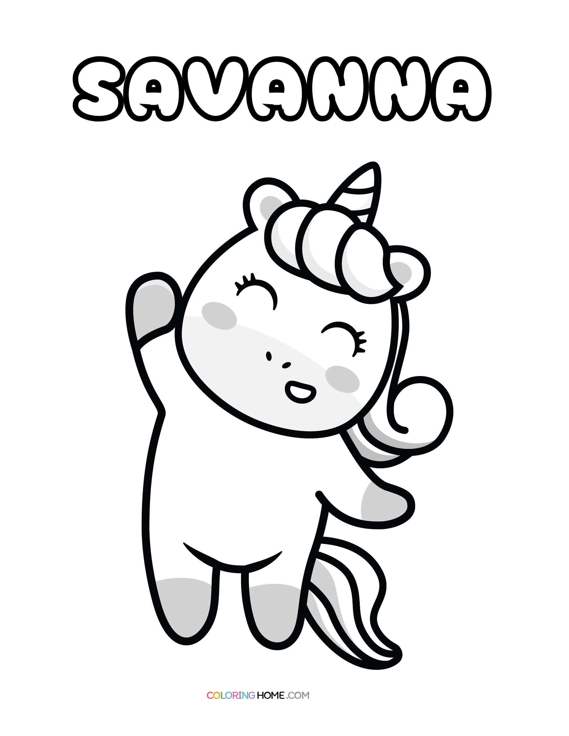Savanna unicorn coloring page