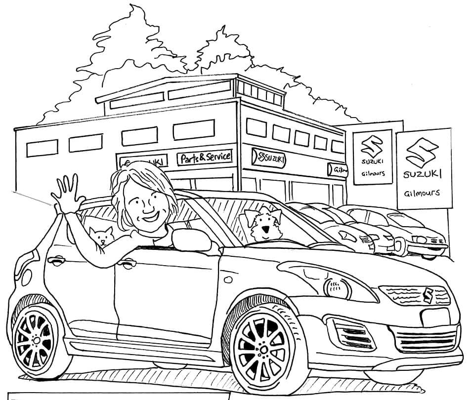 Driving Suzuki Car coloring page ...