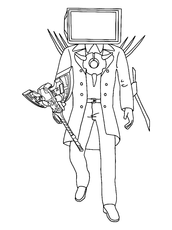 TV Man with a Weapon Coloring Page - Free Printable Coloring Pages for Kids