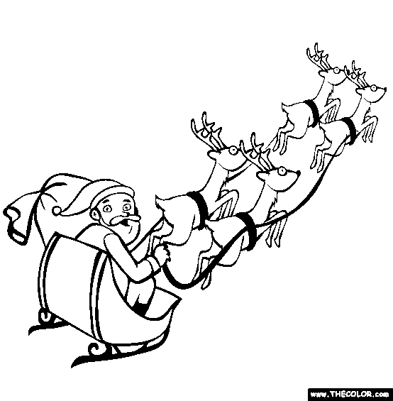 Santa's Sleigh Christmas Coloring Pages